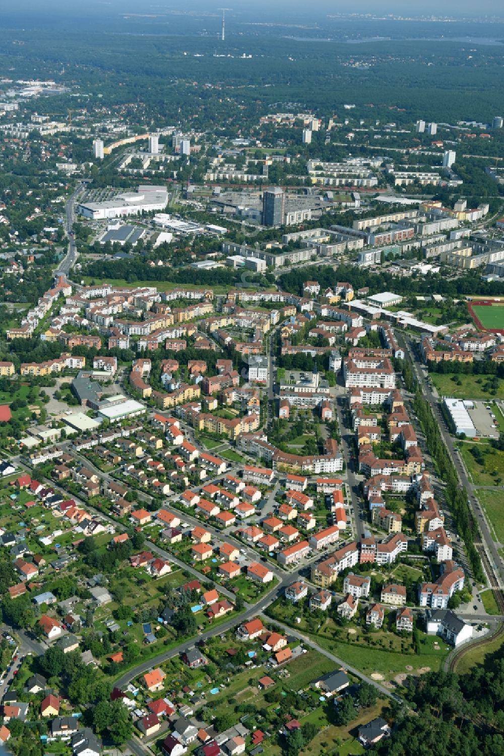 Potsdam from above - Outskirts residential Kirchsteigfeld in Potsdam in the state Brandenburg, Germany