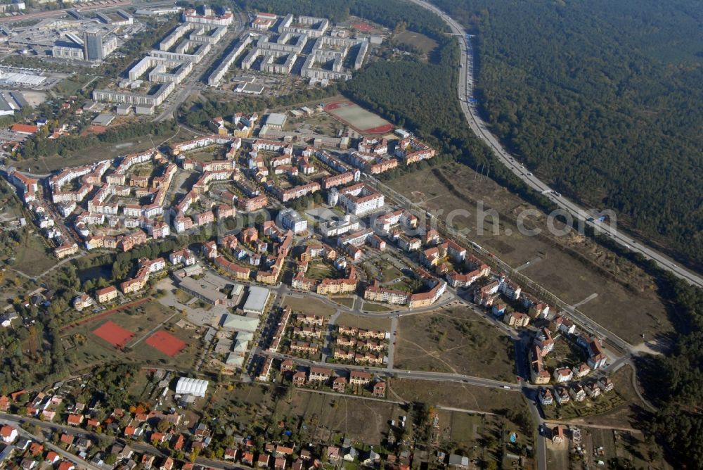 Potsdam from the bird's eye view: Outskirts residential Kirchsteigfeld in Potsdam in the state Brandenburg, Germany