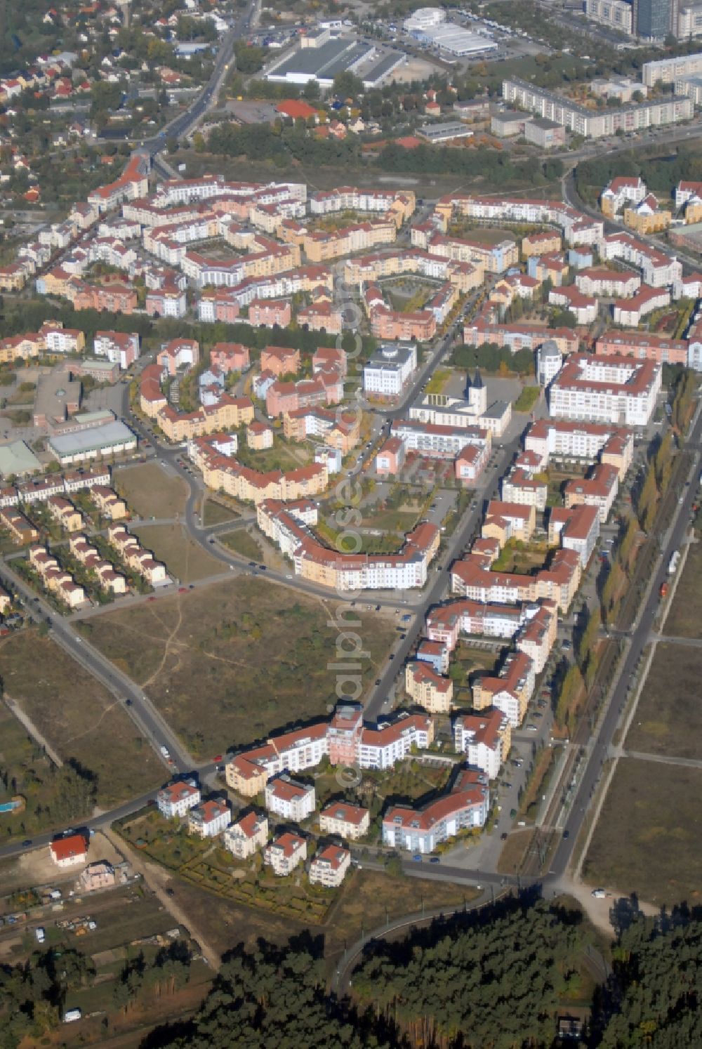 Aerial image Potsdam - Outskirts residential Kirchsteigfeld in Potsdam in the state Brandenburg, Germany