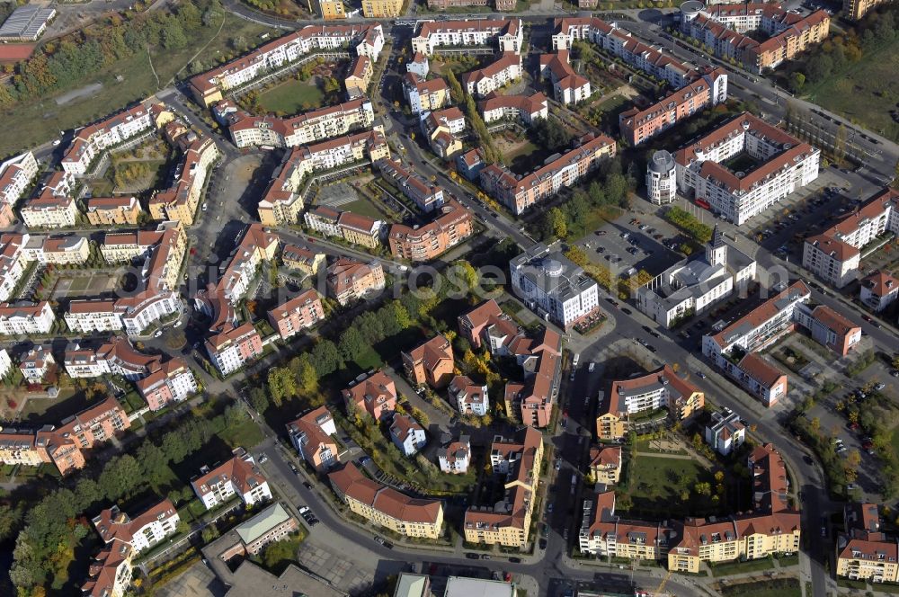 Potsdam from the bird's eye view: Outskirts residential Kirchsteigfeld in Potsdam in the state Brandenburg, Germany