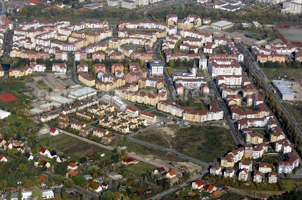 Potsdam from the bird's eye view: Outskirts residential Kirchsteigfeld in Potsdam in the state Brandenburg, Germany