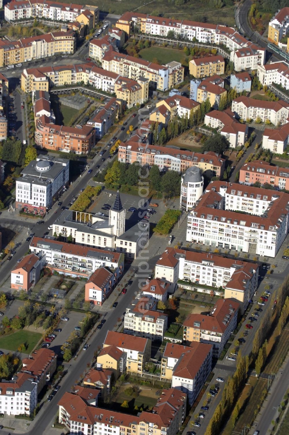 Potsdam from above - Outskirts residential Kirchsteigfeld in Potsdam in the state Brandenburg, Germany