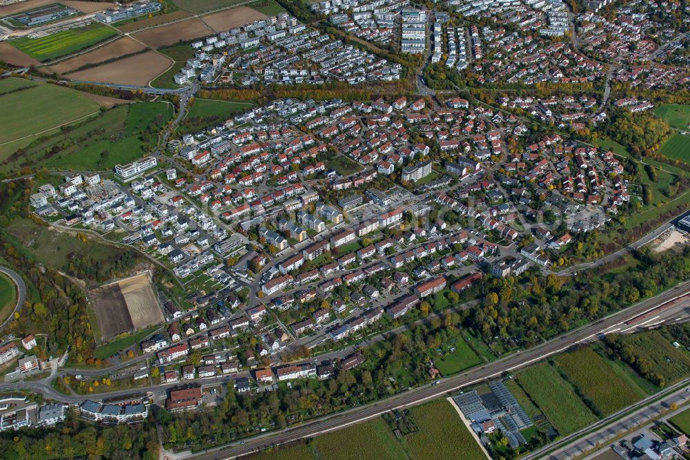 Blaustein from the bird's eye view: Outskirts residential in Blaustein in the state Baden-Wuerttemberg, Germany