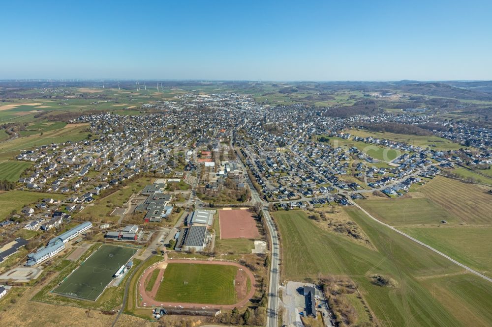 Brilon from above - Outskirts residential in Brilon at Sauerland in the state North Rhine-Westphalia, Germany