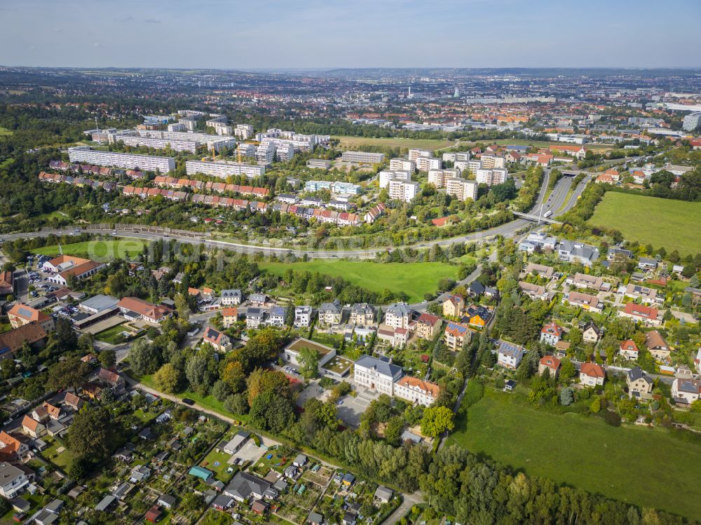 Aerial image Dresden - Outskirts residential on street Possendorfer Strasse in the district Kaitz in Dresden in the state Saxony, Germany