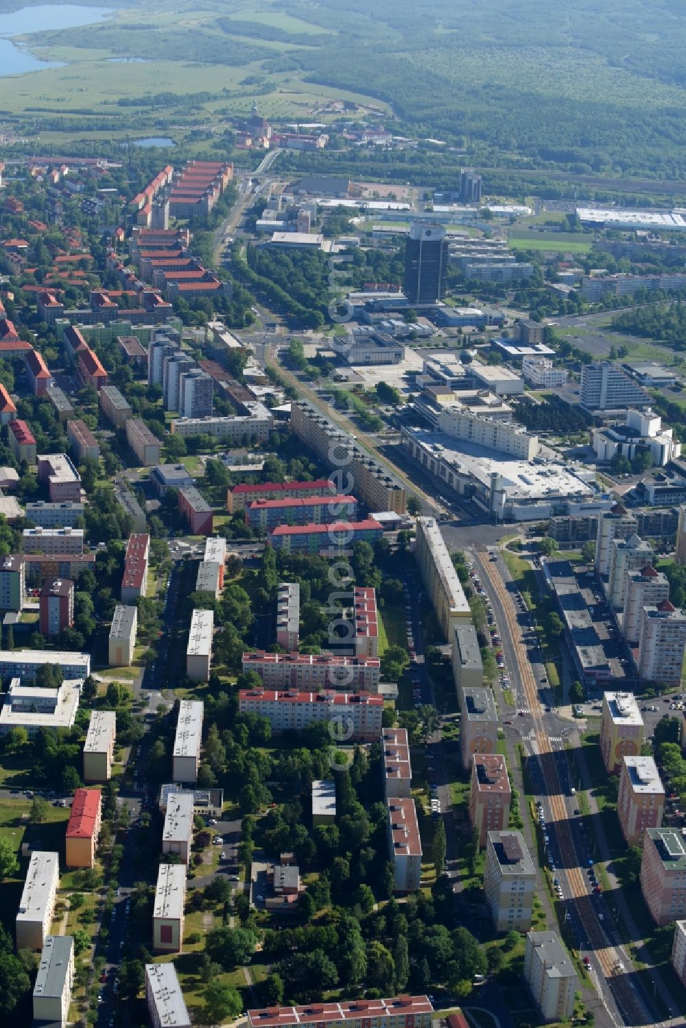 Aerial image Most - Outskirts residential along the tr. Budovatelu in Most in , Czech Republic