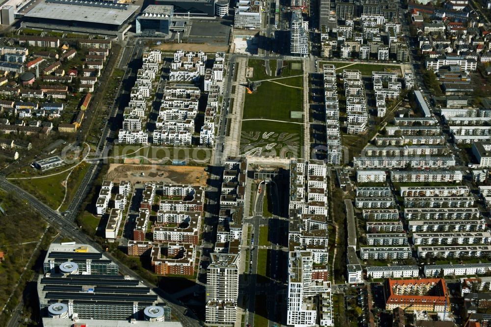 Aerial image Frankfurt am Main - Outskirts residential in Europaviertel on Europa-Allee in the district Gallus in Frankfurt in the state Hesse, Germany