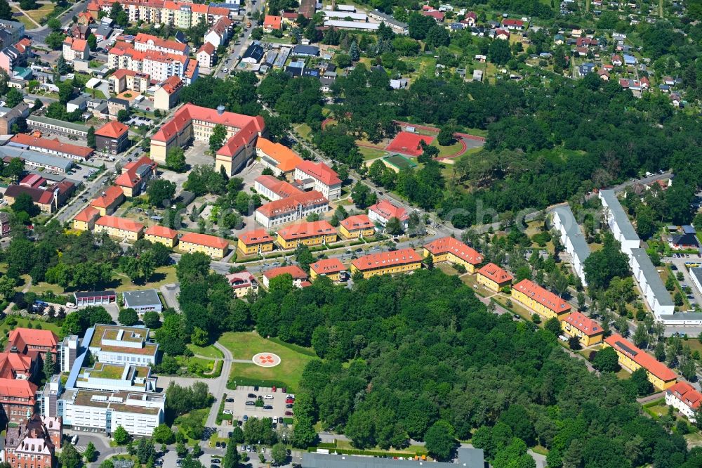 Rathenow from the bird's eye view: Outskirts residential Friedrich-Ebert-Ring - Feierabendallee in Rathenow in the state Brandenburg, Germany