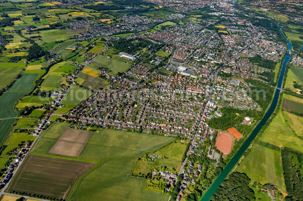 Hamm from above - Outskirts residential with fields at the Fritz-Erler-Strasse in the district Norddinker in Hamm at Ruhrgebiet in the state North Rhine-Westphalia, Germany