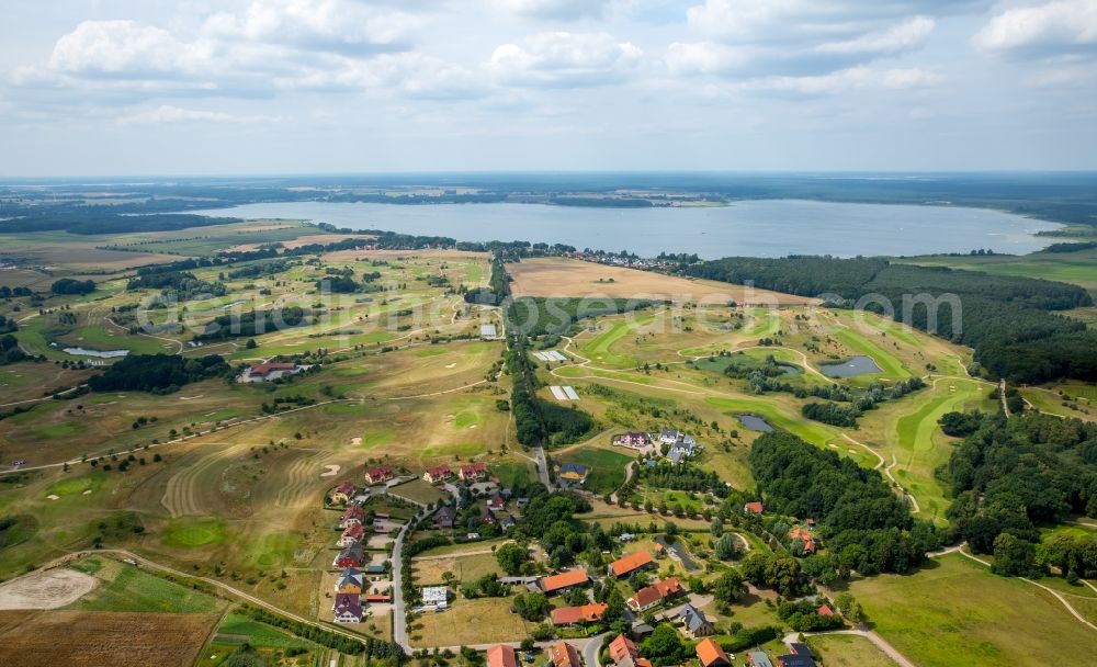 Göhren-Lebbin from above - Outskirts residential with the Fleesen lake in the background in Goehren-Lebbin in the state Mecklenburg - Western Pomerania