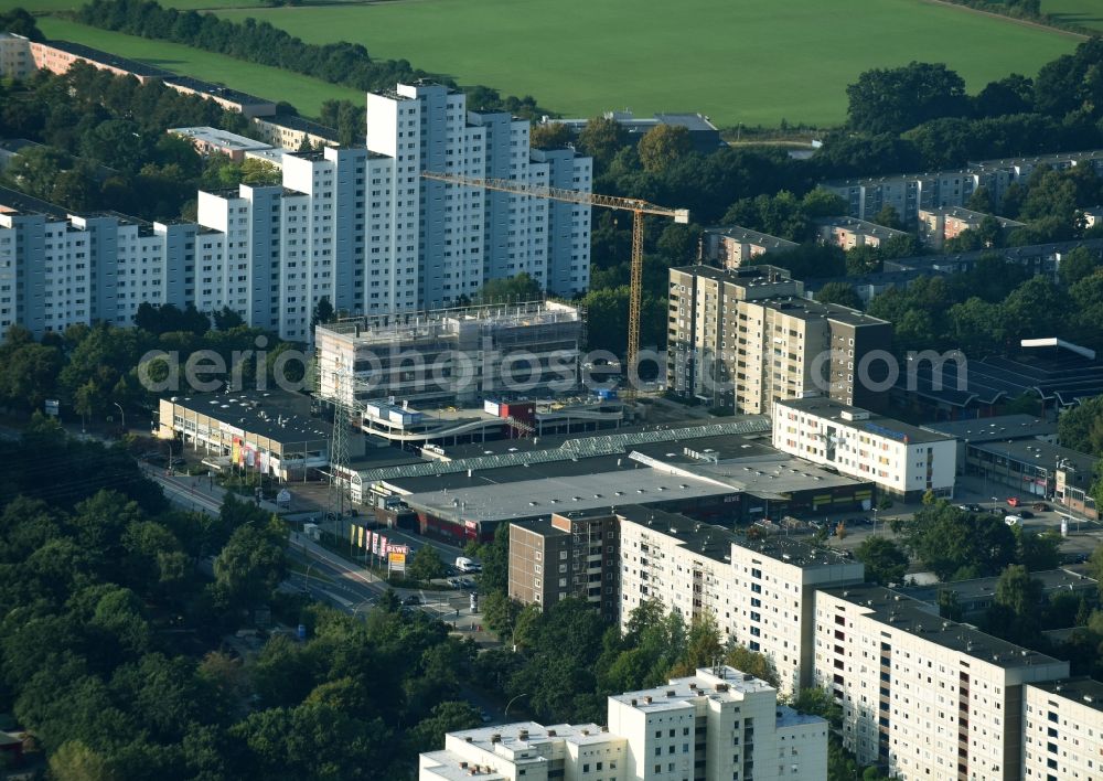 Aerial image Hamburg - Construction site of the Depenbrock Bau GmbH & Co. KG for the restoration of the Soziales Dienstleistungszentrum Altona-West in the outskirts residential areas in Hamburg