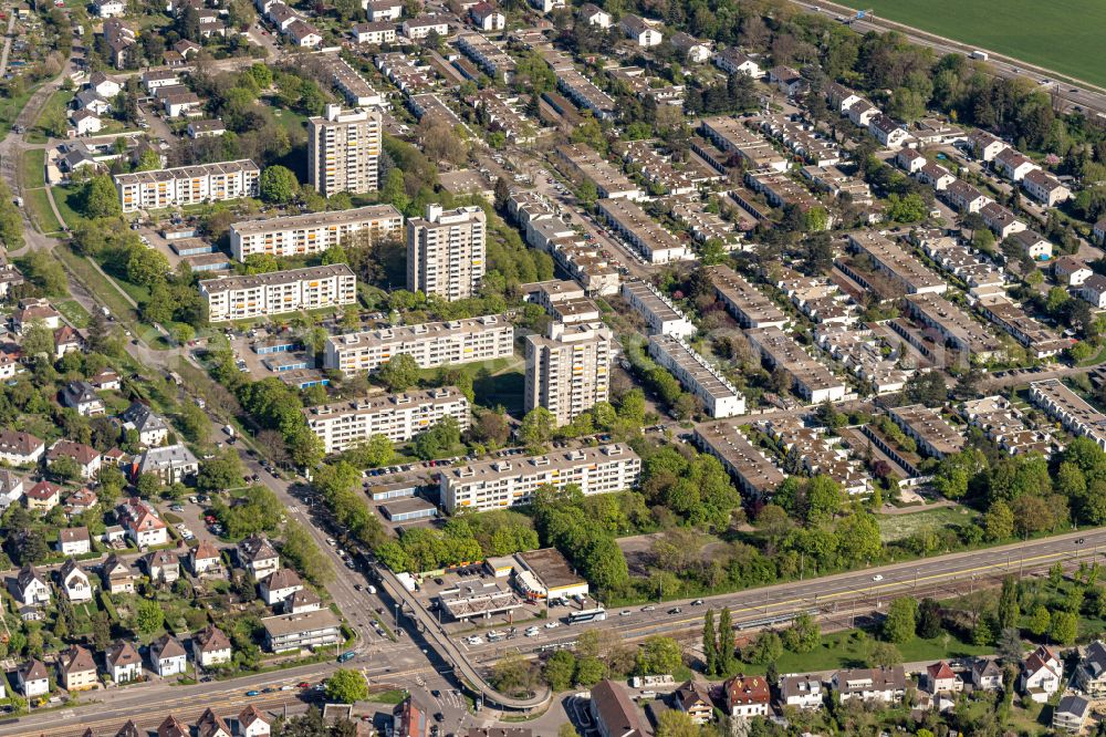 Karlsruhe from above - Outskirts residential on street Wickenweg in the district Rueppurr in Karlsruhe in the state Baden-Wuerttemberg, Germany