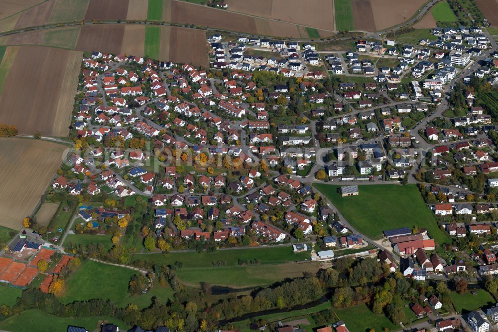 Langenau from above - Outskirts residential in Langenau in the state Baden-Wuerttemberg, Germany