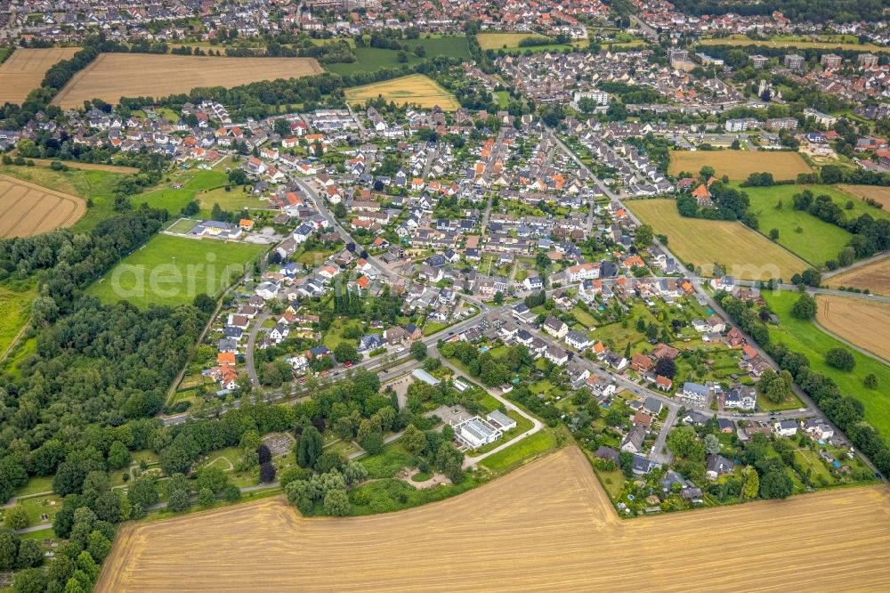 Aerial photograph Hamm - Outskirts residential Marker Dorfstrasse, Karl-Mecklenbrauck-Weg - Kurt-Witte-Weg in the district Norddinker in Hamm at Ruhrgebiet in the state North Rhine-Westphalia, Germany