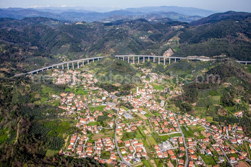 Aerial image Massarosa - Outskirts residential in Massarosa in Toscana, Italy