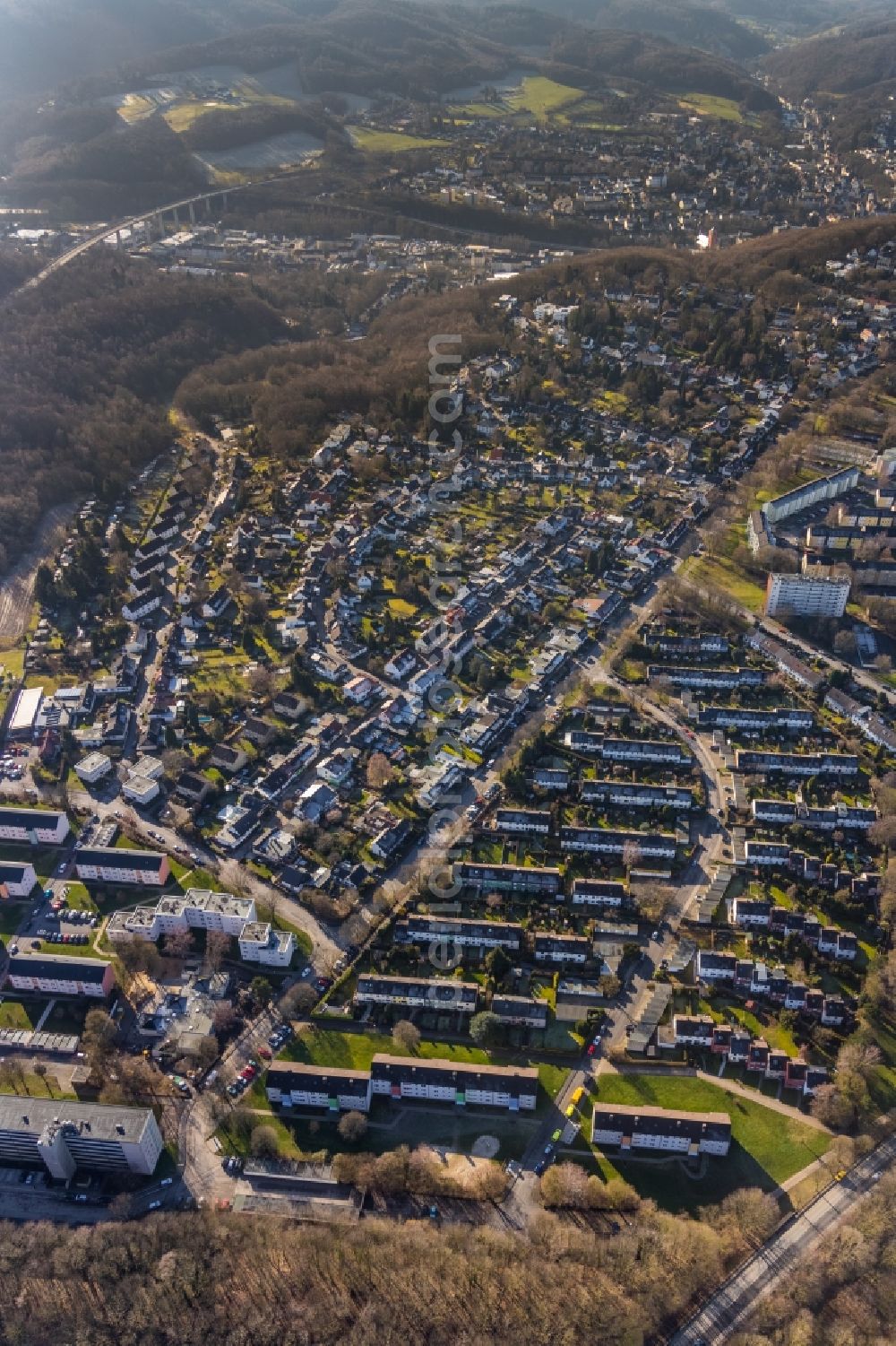 Hagen from above - Outskirts residential Max-Planck-Strasse - Cunostrasse in Hagen in the state North Rhine-Westphalia, Germany