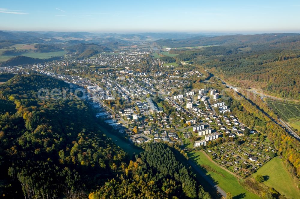 Meschede from above - Outskirts residential in Meschede in the state North Rhine-Westphalia