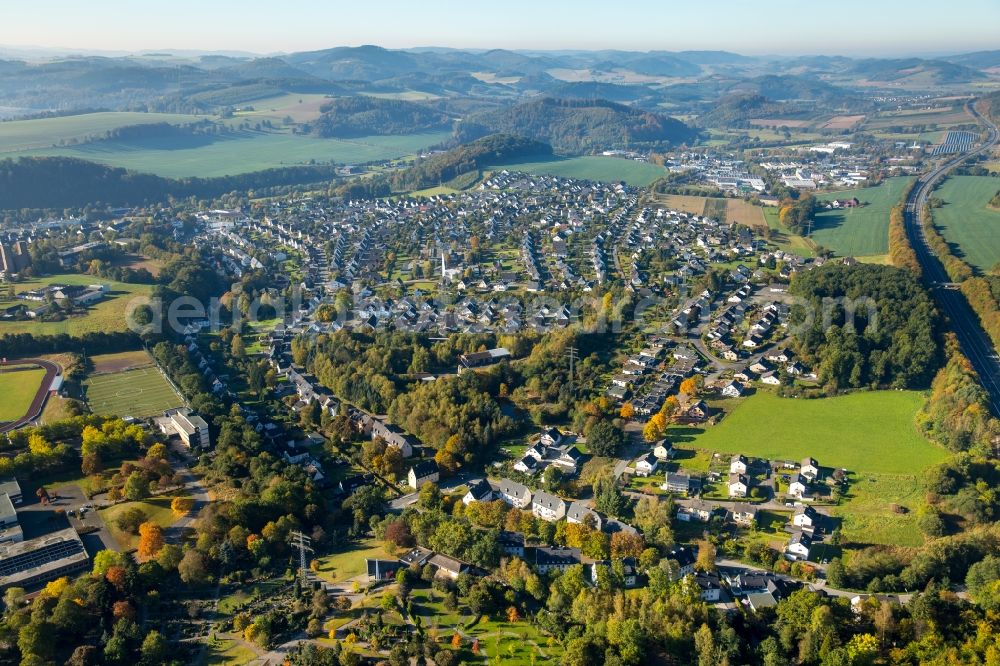 Aerial image Meschede - Outskirts residential in Meschede in the state North Rhine-Westphalia