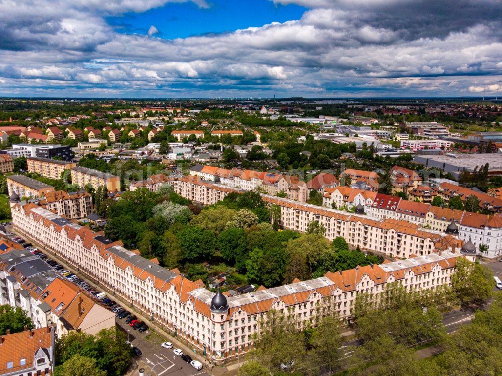 Aerial photograph Leipzig - Outskirts residential MeyerA?sche Haeuser in Leipzig in the state Saxony, Germany