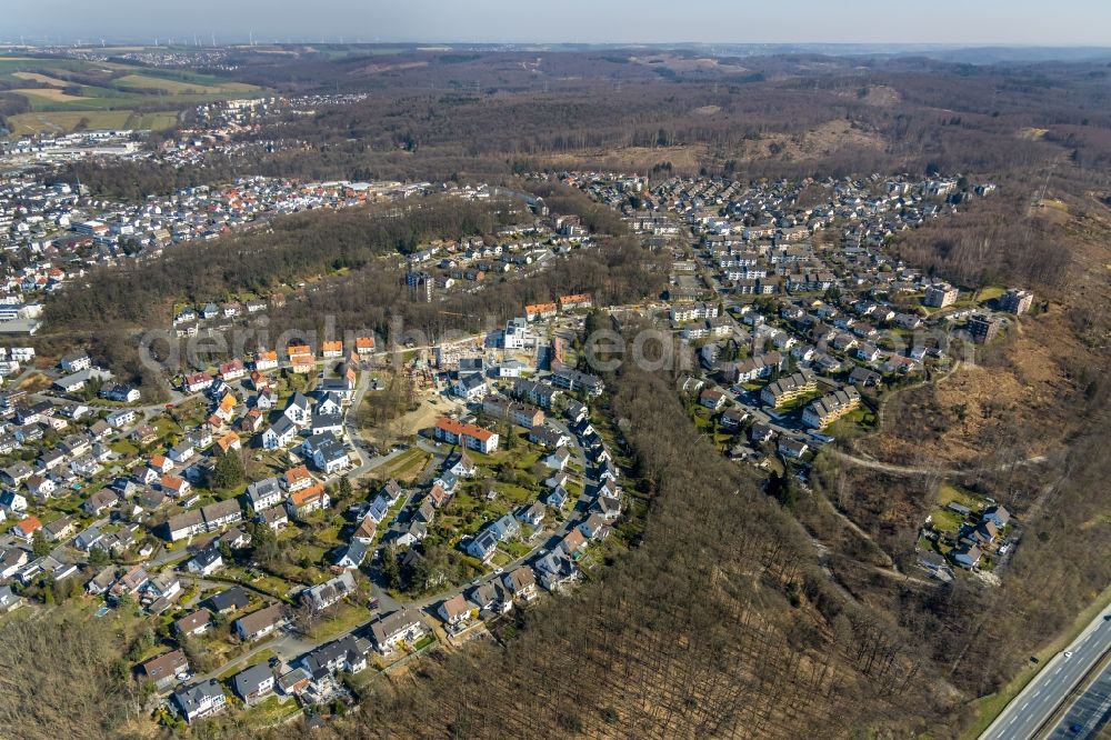 Aerial image Arnsberg - Outskirts residential Mueggenbergring und Litauenring in the district Neheim in Arnsberg in the state North Rhine-Westphalia, Germany