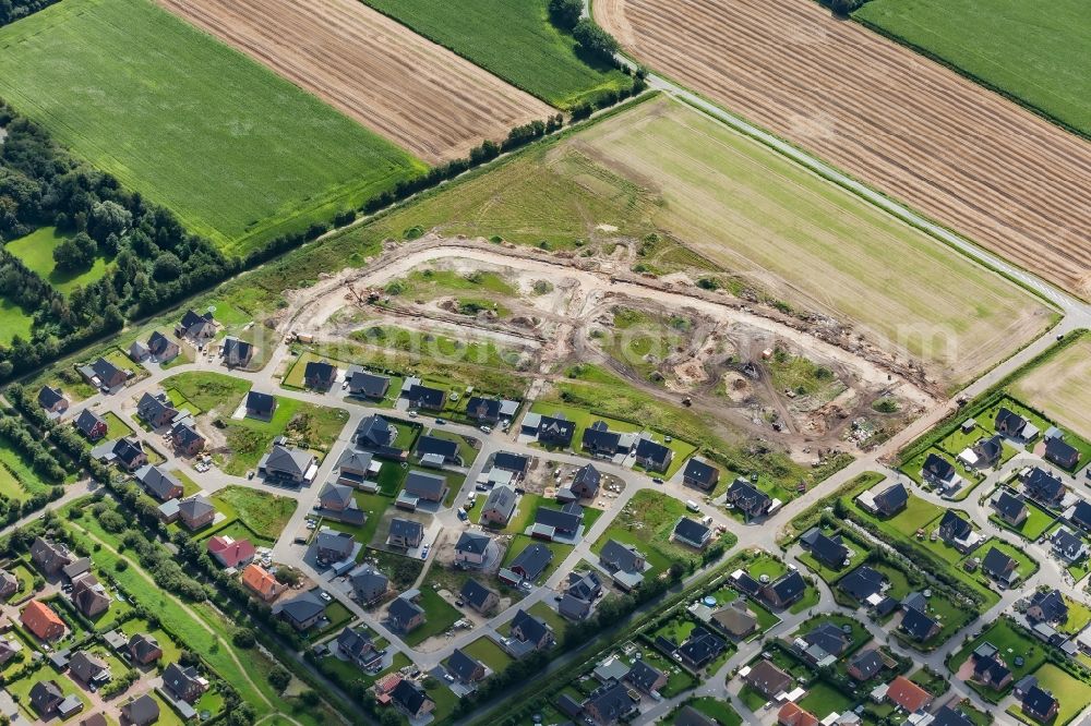 Niebüll from the bird's eye view: Outskirts residential in Niebuell North Friesland in the state Schleswig-Holstein, Germany