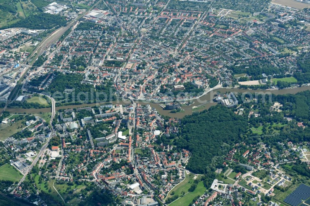 Nienburg (Saale) from above - Outskirts residential in Nienburg (Saale) in the state Saxony-Anhalt, Germany