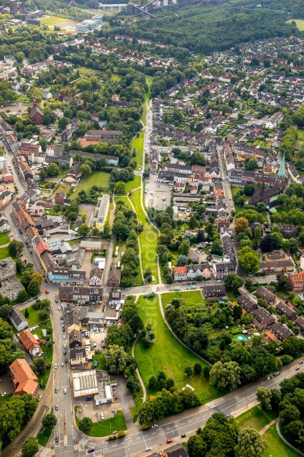 Aerial photograph Essen - Outskirts residential in the district Katernberg in Essen in the state North Rhine-Westphalia, Germany