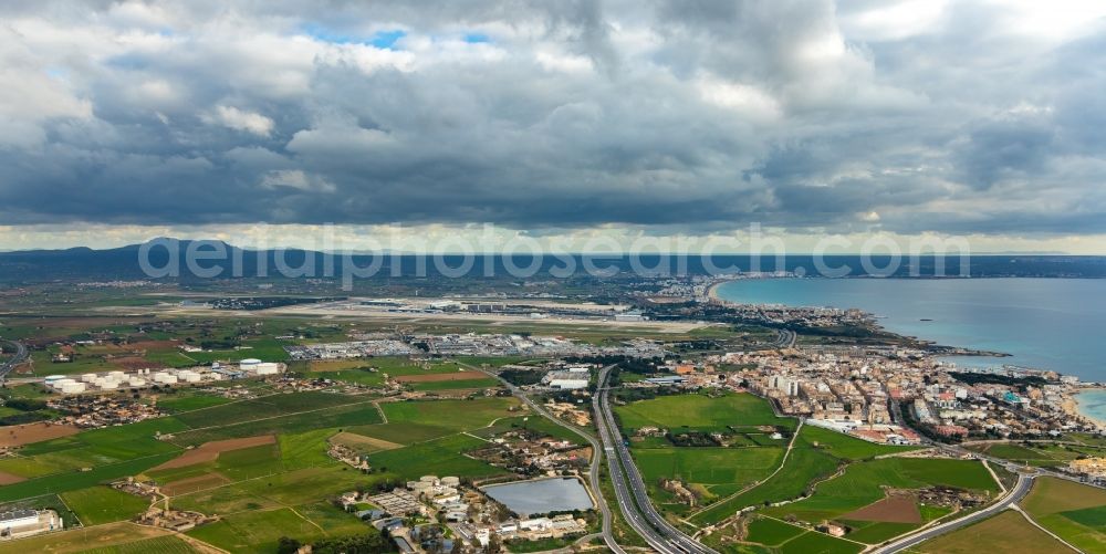 Palma from above - Outskirts residential in the district Llevant de Palma District in Palma in Balearische Insel Mallorca, Spain