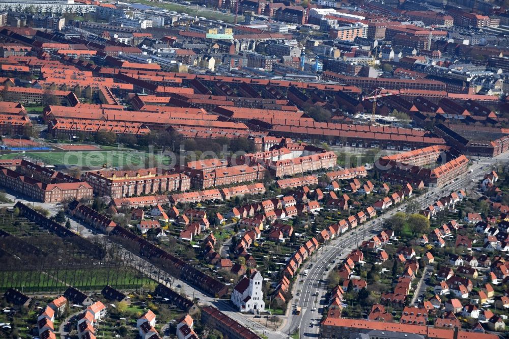 Kopenhagen from above - Outskirts residential in the district Vanlose in Copenhagen in Denmark