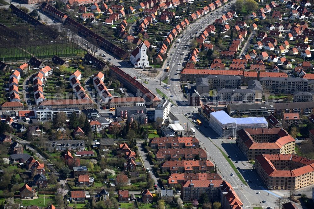 Kopenhagen from the bird's eye view: Outskirts residential in the district Vanlose in Copenhagen in Denmark