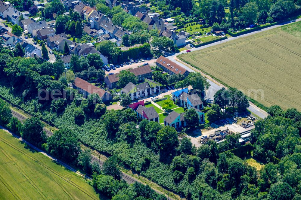 Aerial image Recklinghausen - Outskirts residential on street Boerster Weg in Recklinghausen at Ruhrgebiet in the state North Rhine-Westphalia, Germany