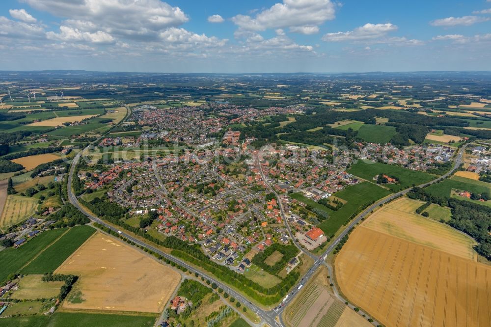 Sassenberg from above - Outskirts residential in Sassenberg in the state North Rhine-Westphalia, Germany