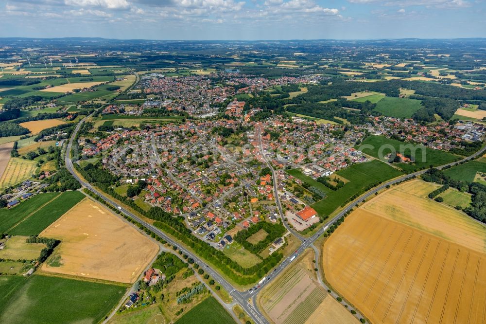 Sassenberg from the bird's eye view: Outskirts residential in Sassenberg in the state North Rhine-Westphalia, Germany