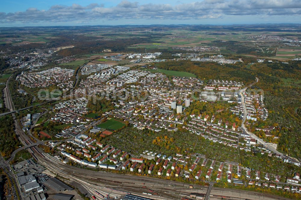 Thalfingen from above - Outskirts residential in Thalfingen in the state Baden-Wuerttemberg, Germany