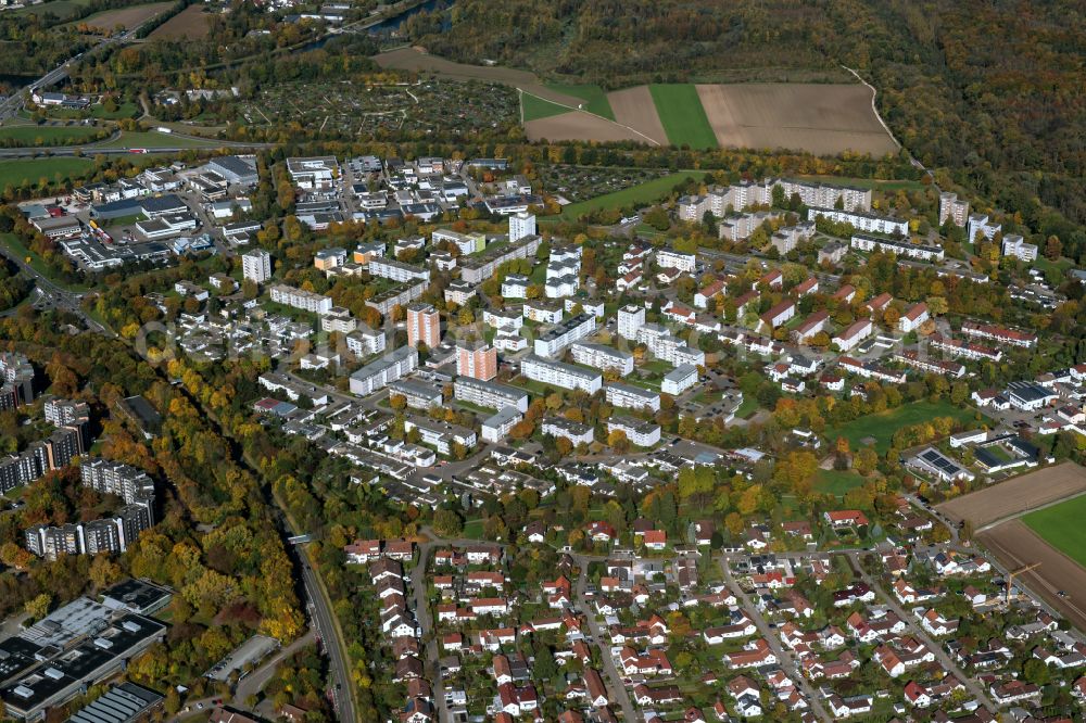 Ulm from above - Outskirts residential in Ulm in the state Baden-Wuerttemberg, Germany