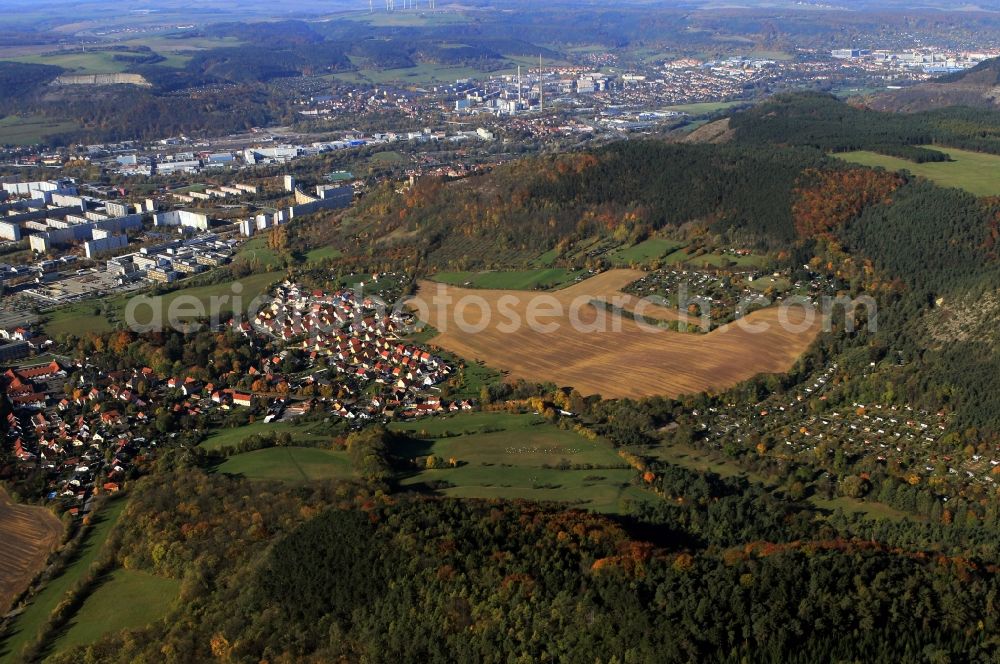 Jena from the bird's eye view: View of the districts Lobeda and Winzerla from Jena in Thuringia