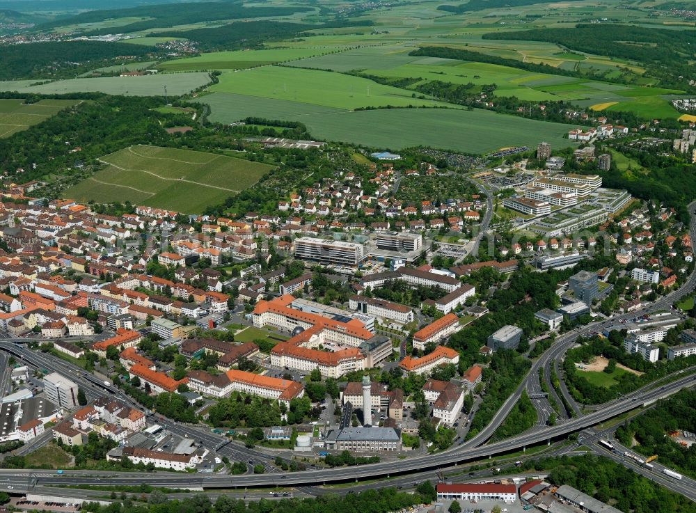 Aerial image Würzburg - The University Medical Center of Würzburg in Würzburg in Bavaria