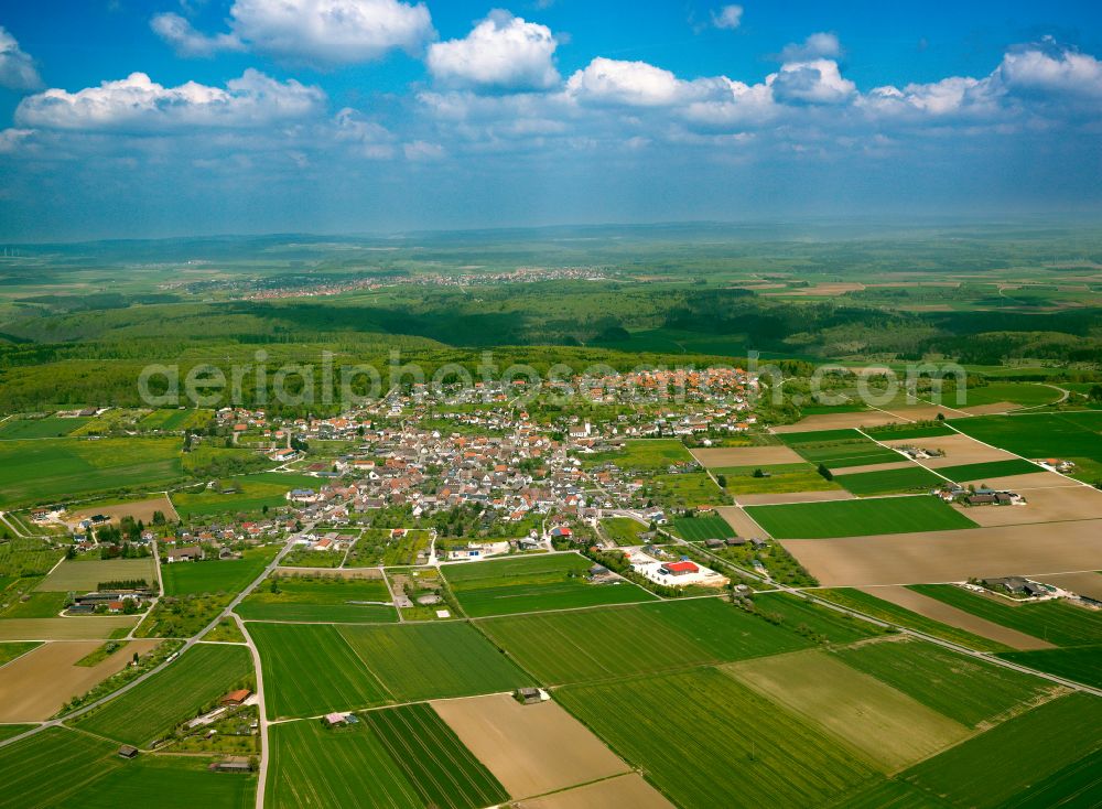 Aerial image Altheim (Alb) - City view from the outskirts with adjacent agricultural fields in Altheim (Alb) in the state Baden-Wuerttemberg, Germany