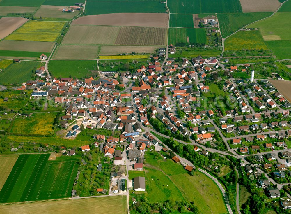 Aerial image Asselfingen - City view from the outskirts with adjacent agricultural fields in Asselfingen in the state Baden-Wuerttemberg, Germany