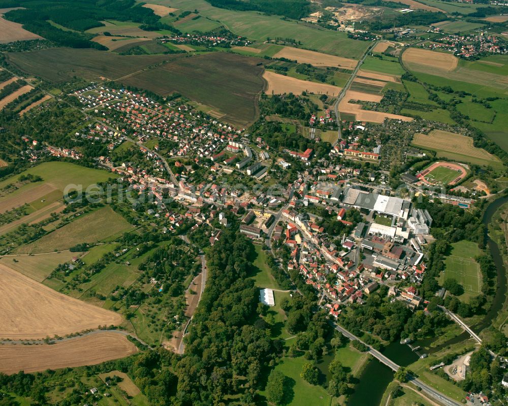 Aerial image Bad Köstritz - City view from the outskirts with adjacent agricultural fields in Bad Köstritz in the state Thuringia, Germany