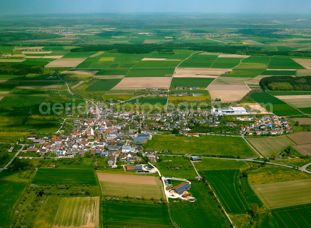 Ballendorf from above - City view from the outskirts with adjacent agricultural fields in Ballendorf in the state Baden-Wuerttemberg, Germany