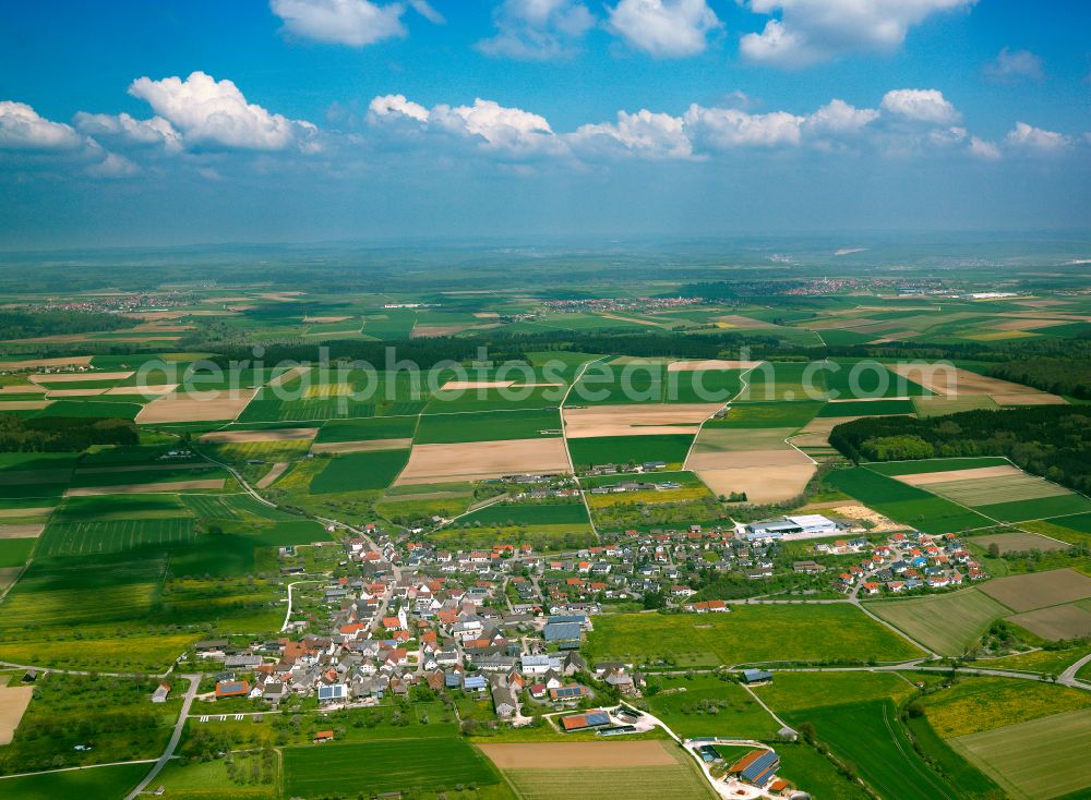 Ballendorf from the bird's eye view: City view from the outskirts with adjacent agricultural fields in Ballendorf in the state Baden-Wuerttemberg, Germany