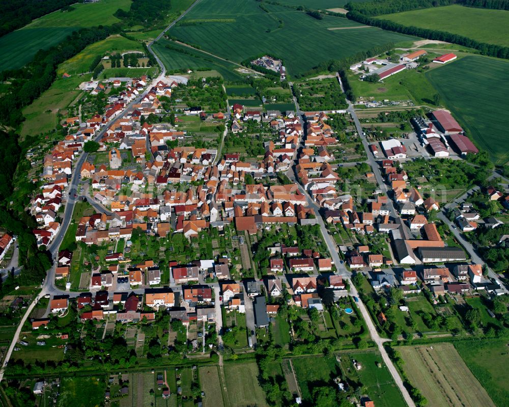 Aerial image Büttstedt - City view from the outskirts with adjacent agricultural fields in Büttstedt in the state Thuringia, Germany