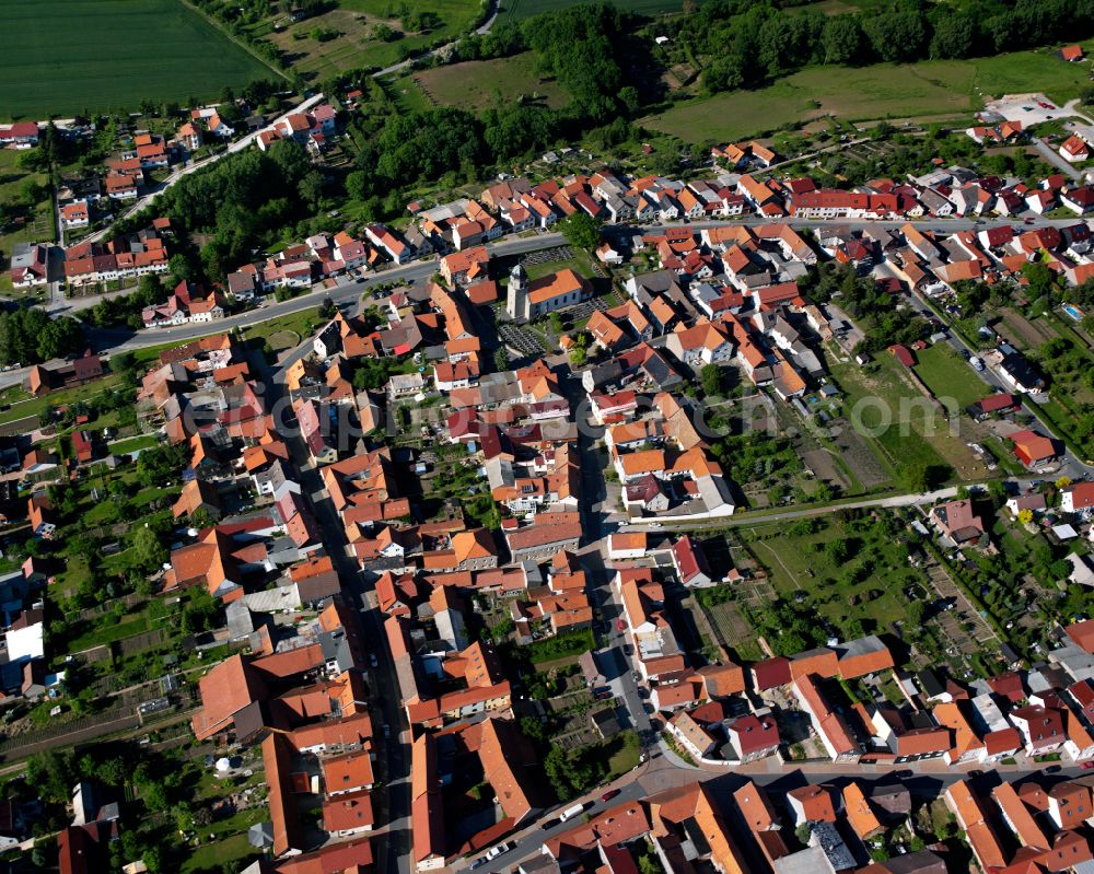 Büttstedt from above - City view from the outskirts with adjacent agricultural fields in Büttstedt in the state Thuringia, Germany