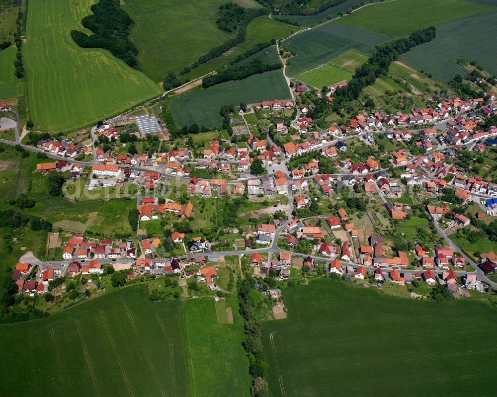 Aerial photograph Ecklingerode - City view from the outskirts with adjacent agricultural fields in Ecklingerode in the state Thuringia, Germany