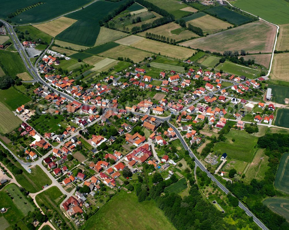 Aerial image Ferna - City view from the outskirts with adjacent agricultural fields in Ferna in the state Thuringia, Germany