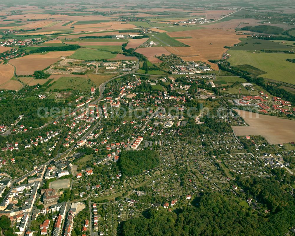 Aerial photograph Gera - City view from the outskirts with adjacent agricultural fields in Gera in the state Thuringia, Germany