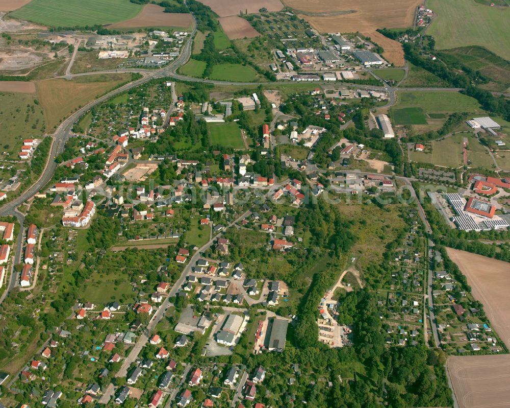 Gera from above - City view from the outskirts with adjacent agricultural fields in Gera in the state Thuringia, Germany