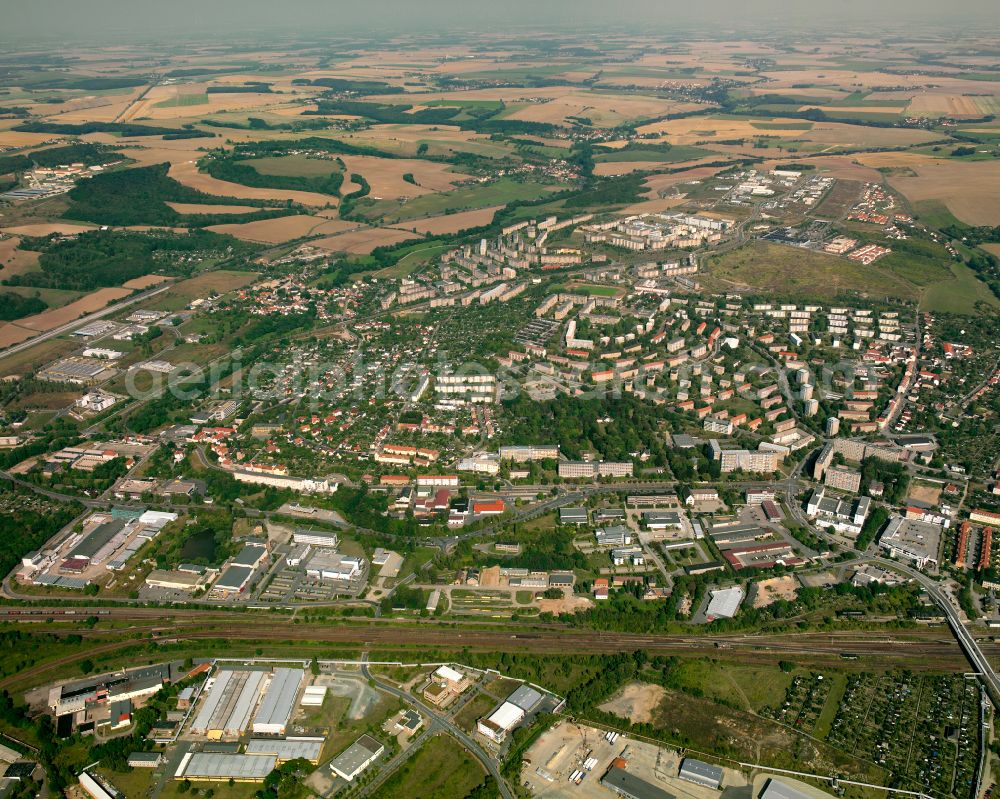 Aerial photograph Gera - City view from the outskirts with adjacent agricultural fields in Gera in the state Thuringia, Germany