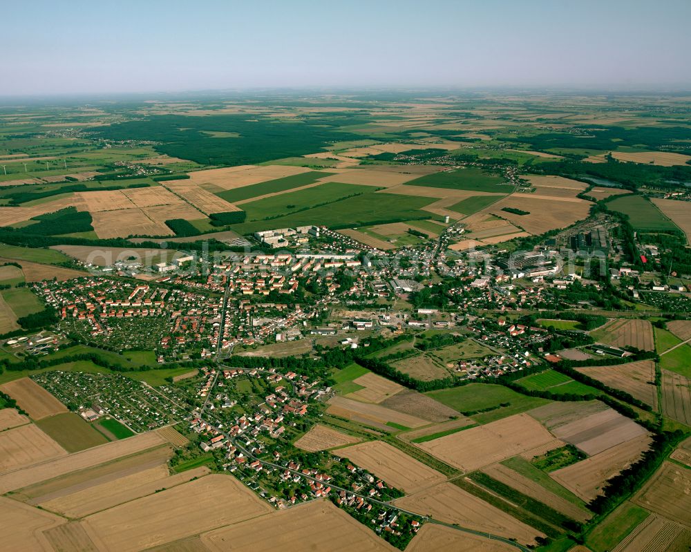 Aerial image Gröditz - City view from the outskirts with adjacent agricultural fields in Gröditz in the state Saxony, Germany